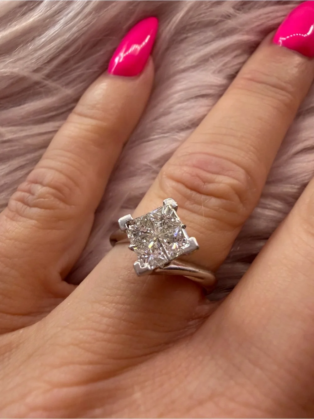 1 CT Princess-Cut Diamond Ring w/ Platinum setting